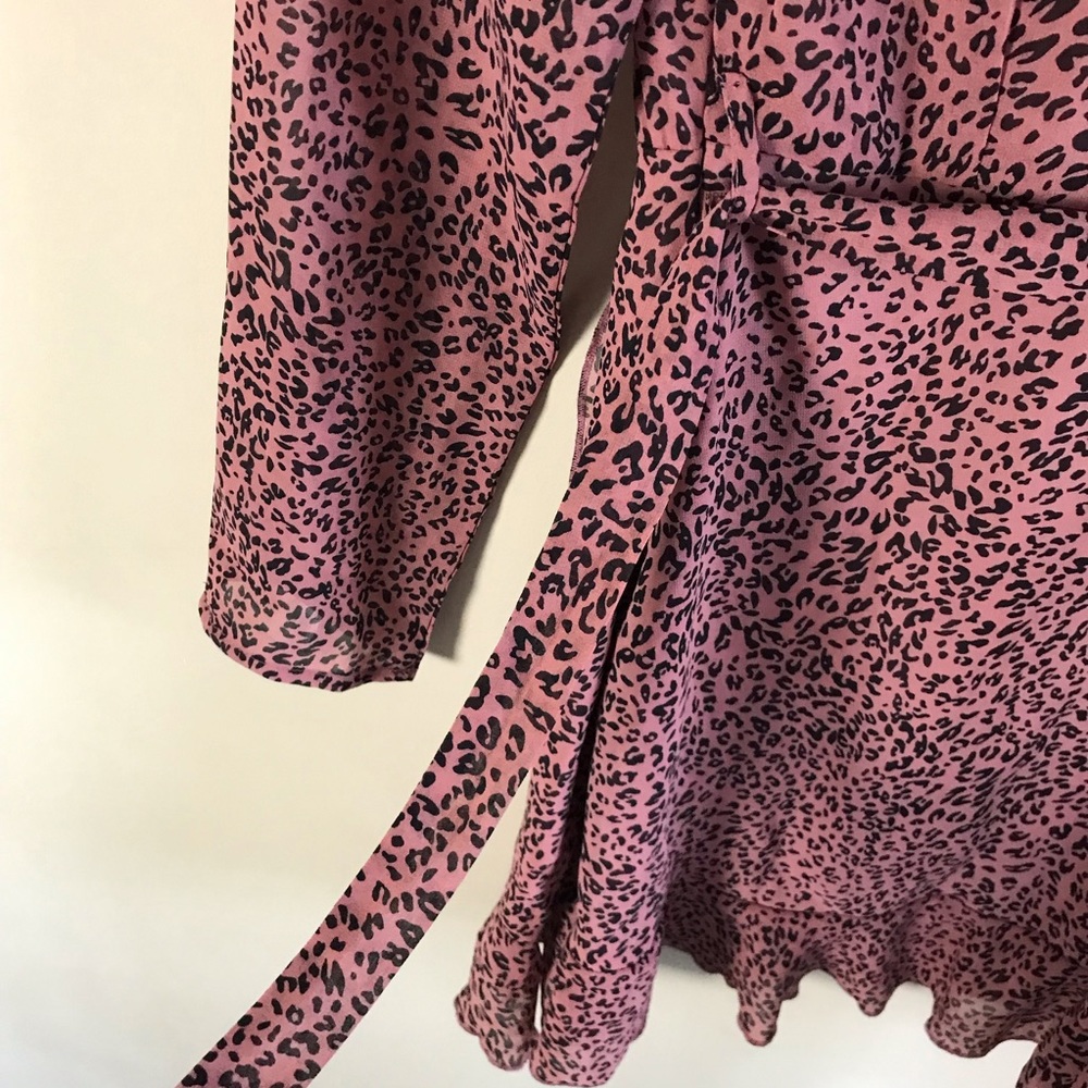 NWT Pink Leopard Print Misguided Wrap Dress - Picture 8 of 9